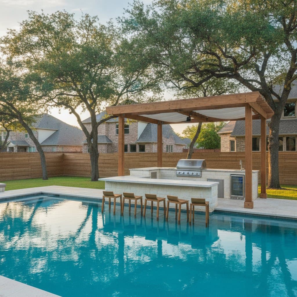 Poolside kitchen and bar counter